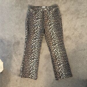 Ganni Leopard cropped flare jeans
